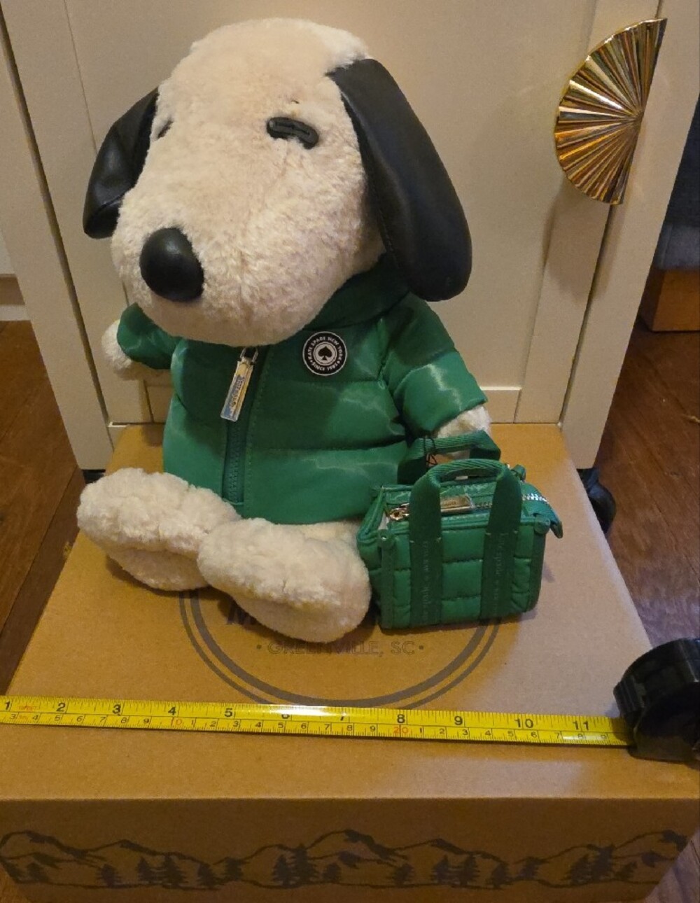 Kate Spade Green Puffer Jacket Plush Snoopy Handbag